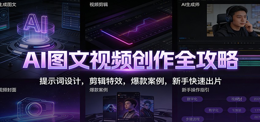 AI图文视频创作全攻略：提示词设计，剪辑特效，爆款案例，新手快速出片-梦帆创业网