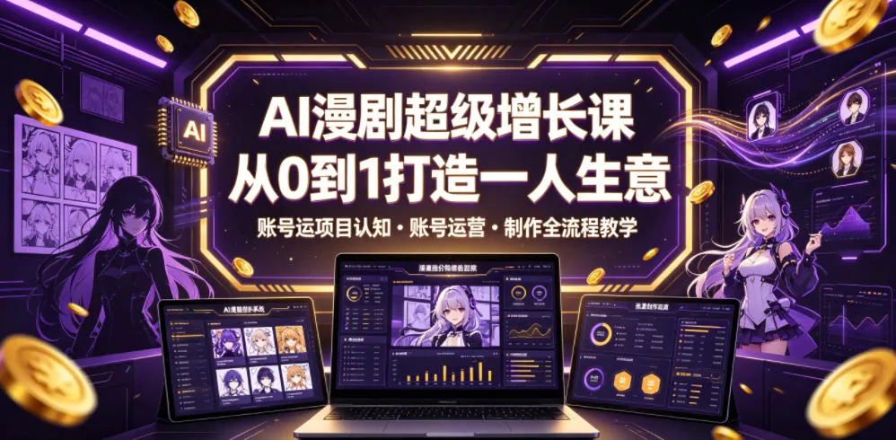 AI漫剧超级增长课，从0到1打造一人生意，项目认知・账号运营・制作全流程教学-梦帆创业网