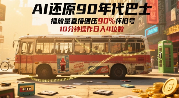 AI还原90年代巴士，一帧就让70后泪崩，播放量直接碾压90%怀旧号，每天操作十分钟，日入四位数-梦帆创业网