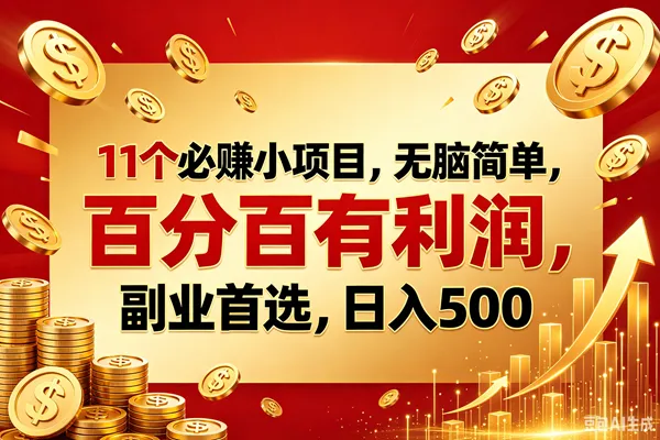 （18851期）11个必赚的小项目，百分百赚元子，无脑简单，副业首选，日入500+-梦帆创业网