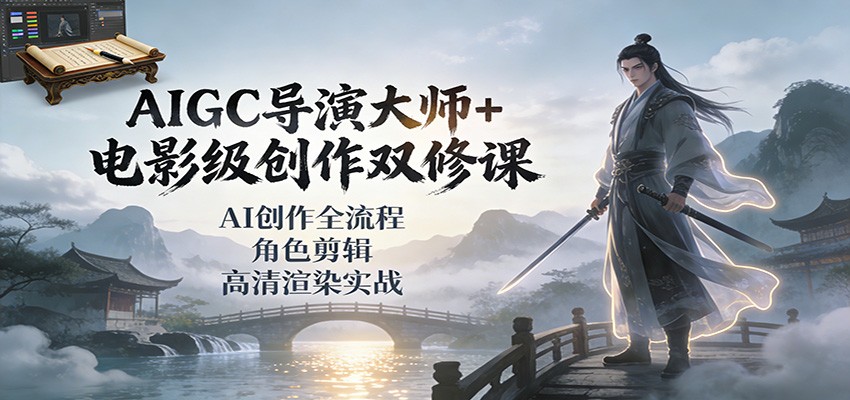 AIGC导演大师+电影级创作双修课：AI创作全流程、角色剪辑、高清渲染实战-梦帆创业网