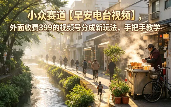 小众赛道【早安电台视频】，外面收费399的视频号分成新玩法，手把手教学-梦帆创业网