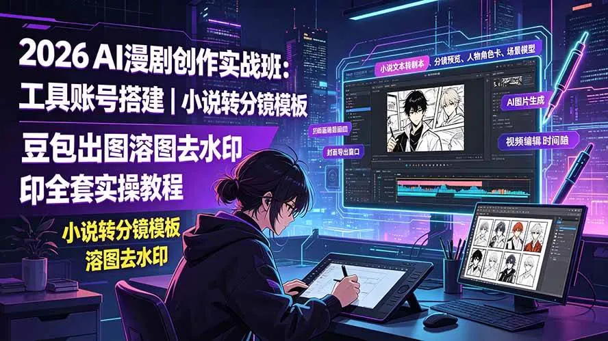 （19433期）2026AI漫剧创作实战班：工具账号搭建｜小说转分镜模板｜豆包出图溶图去水印全套实操教程-梦帆创业网