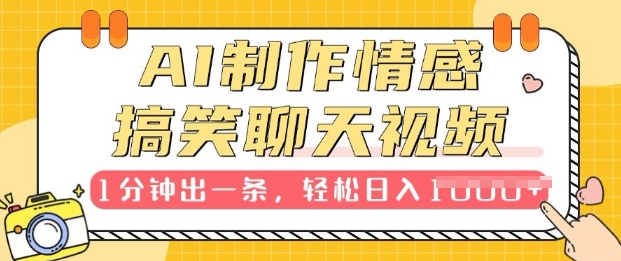 AI制作情感搞笑聊天视频，1分钟出一条，100%过原创，新手也能轻松上手-梦帆创业网
