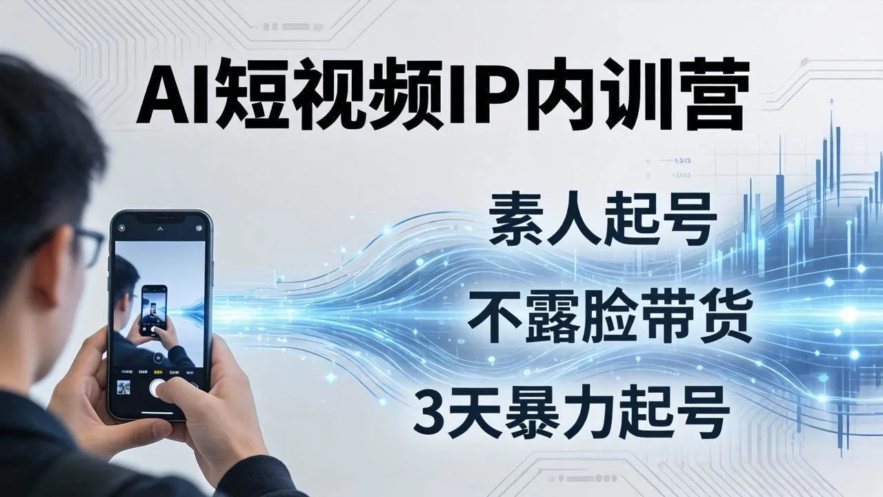 （19208期）2026AI短视频IP内训营-更新：从素人起号到不露脸带货，3天暴力起号全流程拆解-梦帆创业网