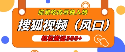 搜狐视频，新风口，1天200-500收益，抓紧吃肉!-梦帆创业网