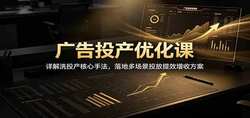 广告投产优化课：详解洗投产核心手法，落地多场景投放提效增收方案-梦帆创业网