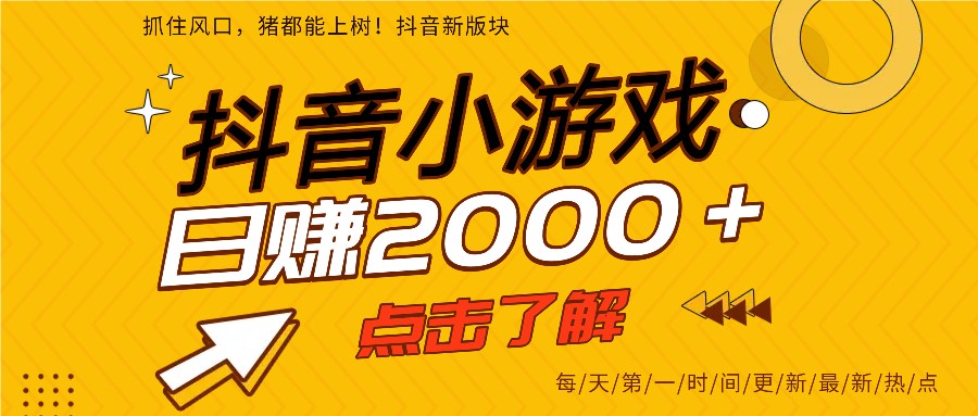25年爆火的抖音小游戏项目，一部手机日入2000+-梦帆创业网