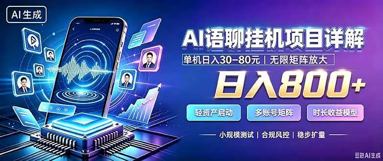 （20314期）AI语聊挂机，日入800+，适用个人副业，工作室矩阵操作-梦帆创业网