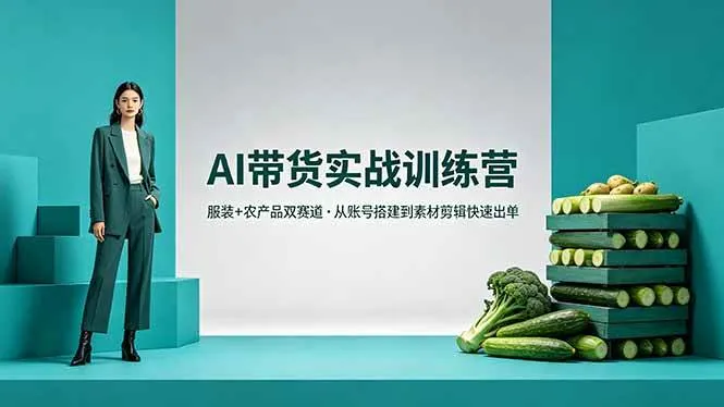 （18355期）AI带货实战训练营，服装+农产品双赛道，从账号搭建到素材剪辑快速出单-梦帆创业网