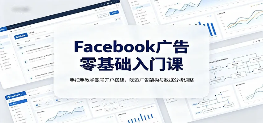 Facebook广告零基础入门课:手把手教学账号开户搭建,吃透广告架构与数据分析调整 Facebook广告零基础入门课:手把手教学账号开户搭建,吃透广告架构与数据分析调整