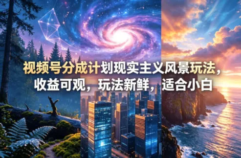 视频号分成计划现实主义风景玩法，收益可观，玩法新鲜，适合小白-梦帆创业网