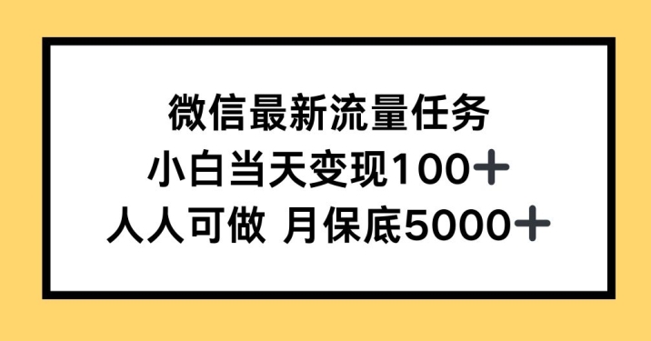 微信最新流量任务，小白当天变现100+，人人可做-梦帆创业网
