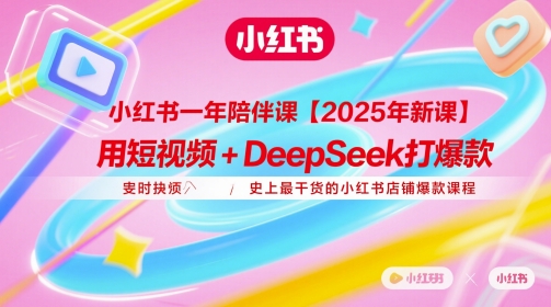 小红书一年陪伴课【2025年新课】，用短视频+deepSeek打爆款，史上最干货的小红书店铺爆款课程-梦帆创业网