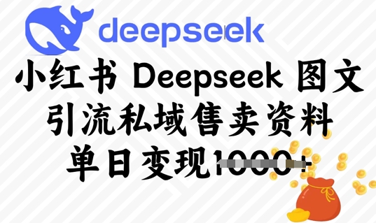 小红书Deepseek 图文引流私域售卖资料，单日变现多张-梦帆创业网