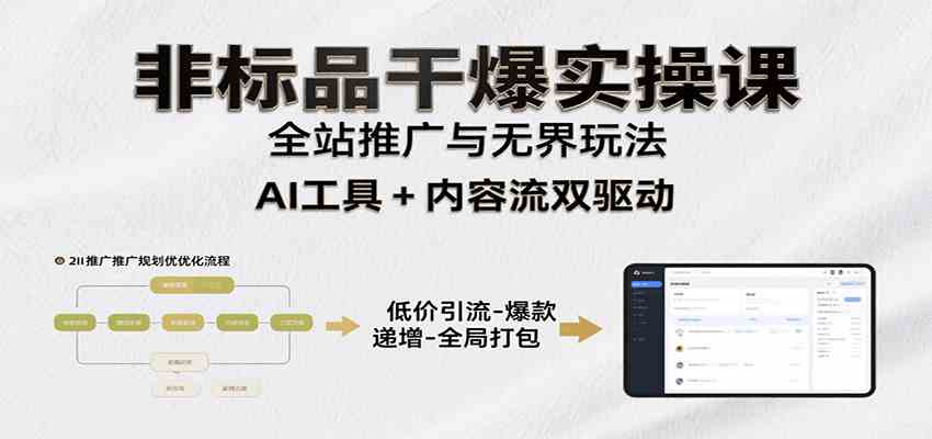 非标品干爆实操课：含多案例及操盘方法，从选品到推广、成交，助力打造爆款实现盈利-梦帆创业网