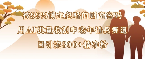 被99%博主忽略的财富密码：用AI批量收割中老年情感赛道，日引流300+精准粉-梦帆创业网
