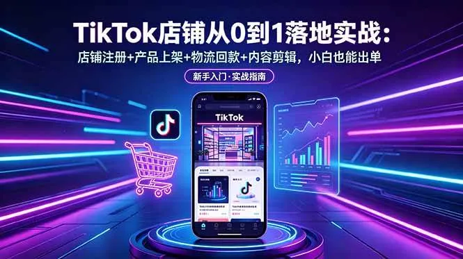 （18862期）TikTok店铺从0到1落地实战：店铺注册+产品上架+物流回款+内容剪辑，小白也能出单-梦帆创业网