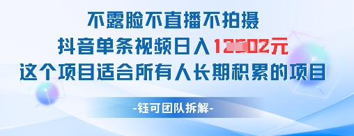 不露脸不直播不拍摄抖音单条视频日入1k+这个项目适合所有人长期积累的项目-梦帆创业网