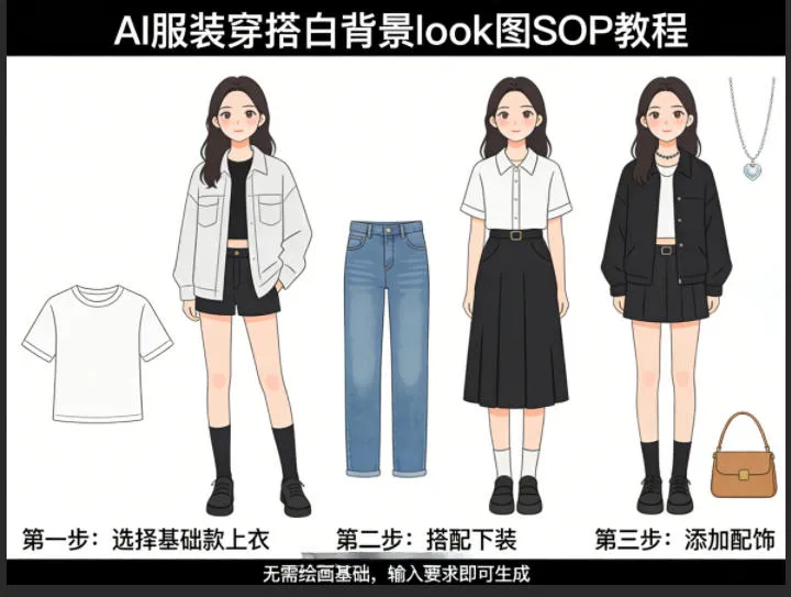 AI服装穿搭白背景look图SOP教程，不用会画画，提几句具体要求，AI就能还你一个奇迹-梦帆创业网
