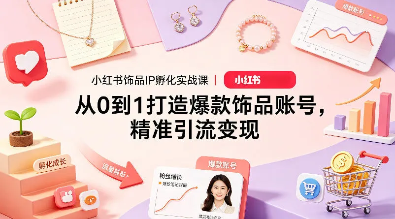 小红书饰品IP孵化实战课｜从0到1打造爆款饰品账号，精准引流变现-梦帆创业网