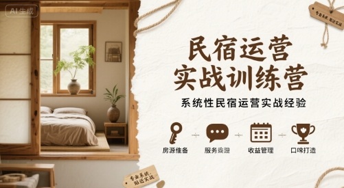 民宿运营实战训练营，系统性民宿运营实战经验-梦帆创业网
