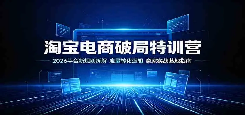 淘宝电商破局特训营：2026平台新规则拆解，流量转化逻辑，商家实战落地指南-梦帆创业网