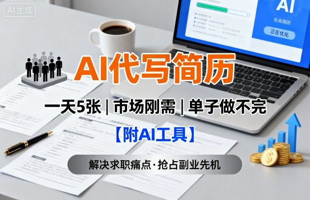 AI代写简历，一天5张，今年找工作难，市场刚需，单子做不完【附AI工具】-梦帆创业网