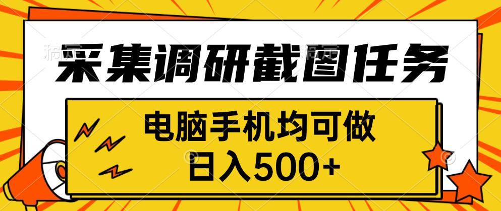 （15868期）采集，调研，截图任务，电脑手机均可做，日入500+-梦帆创业网